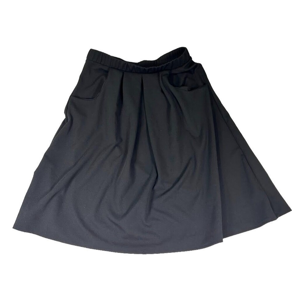 24seven Comfort Apparel Skirt 1X Black Pleated Pockets Elastic Waist NWT